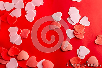 Valentine day concept. red and pink Hearts soap with red background Stock Photo