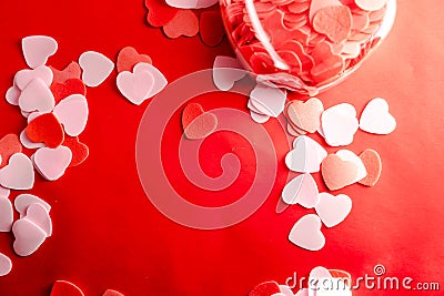 Valentine day concept. red and pink Hearts soap with red background Stock Photo