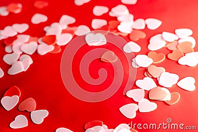 Valentine day concept. red and pink Hearts soap with red background Stock Photo