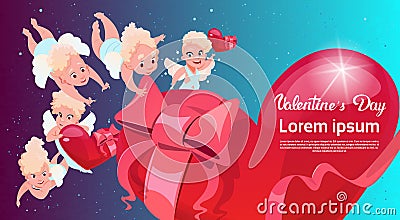 Valentine Day Gift Card Holiday Amour Love Cupid Heart Shape Vector Illustration