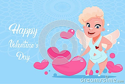 Valentine Day Gift Card Holiday Amour Love Cupid Heart Shape Vector Illustration