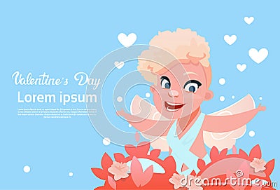 Valentine Day Gift Card Holiday Amour Love Cupid Heart Shape Vector Illustration