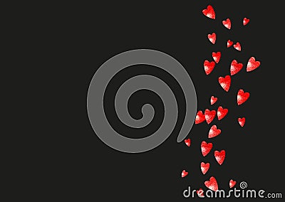 Valentine Day Glitter. Handdrawn Border For Woman. Holiday Frame Vector Illustration