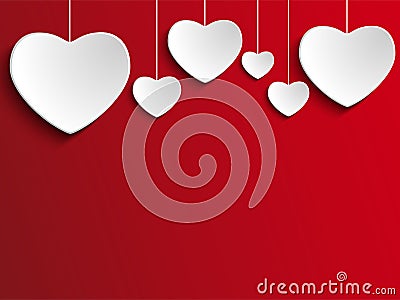 Valentine Day Heart on Red Background Vector Illustration