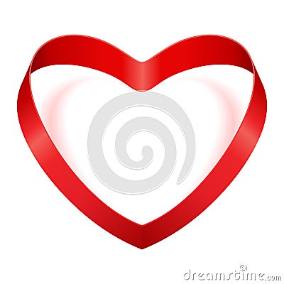 Valentine Day heart from red silk ribbon Vector Illustration