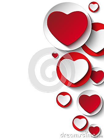Valentine Day Heart on White Button Vector Illustration