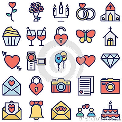 Valentine Day Isolated Vector icons set every single icon can be easily modified or edited Vector Illustration