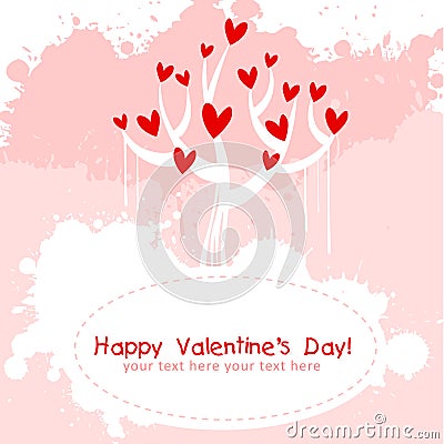 Valentine day pink love invitation card Vector Illustration