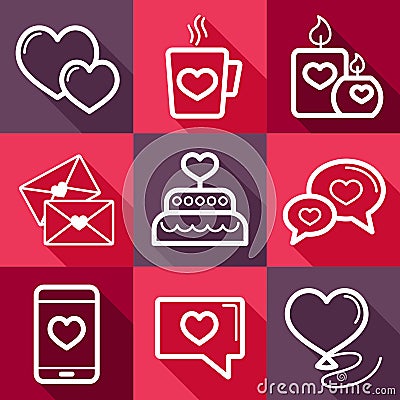 Valentine day set icons Vector Illustration