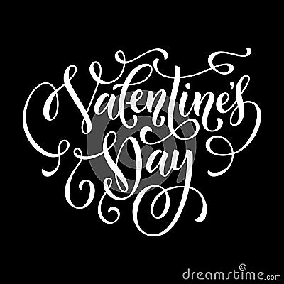 Valentine Day text calligraphy vector greeting card Vector Illustration