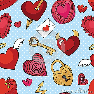 Valentine day,wedding,love seamless pattern. Heart Vector Illustration