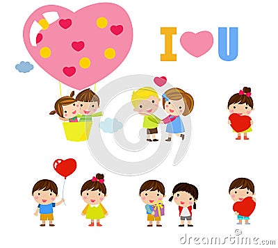 Valentine doodle boy and girl Vector Illustration