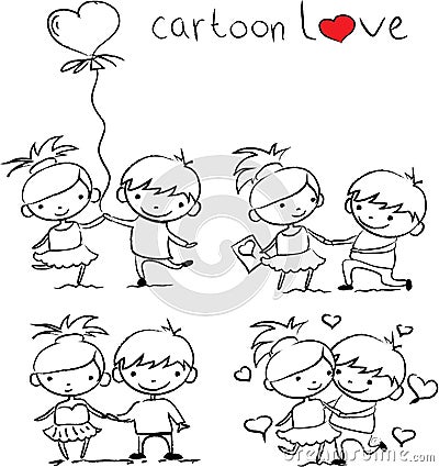 Valentine doodle boy and girl,vector Vector Illustration