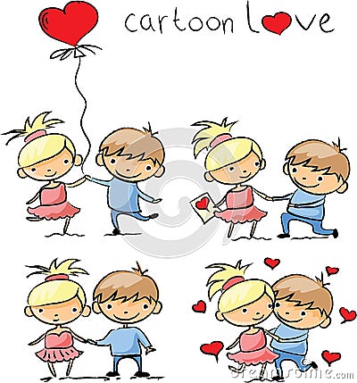 Valentine doodle boy and girl,vector Vector Illustration