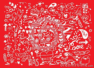 Valentine doodle set ,hand draw love element Vector Illustration