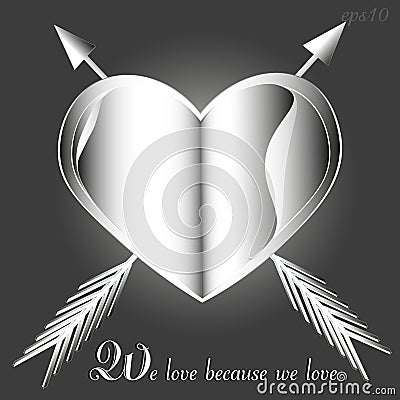 Valentine emblem heart and arrow Vector Illustration