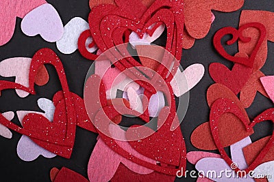 Valentine felt hearts Stock Photo