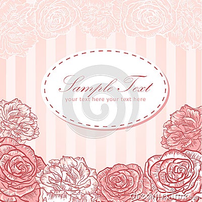 Valentine flower stripe invitation love card Vector Illustration