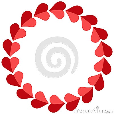 Valentine frame hearts round, vector photo frame for a loved one, template circular hearts for the beloved Vector Illustration