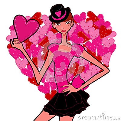 Valentine girl Vector Illustration