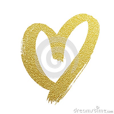 Valentine gold heart hand drawn vector icon Vector Illustration