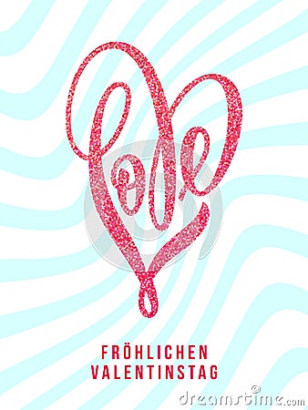 Valentine gold love heart glitter pattern card Vector Illustration