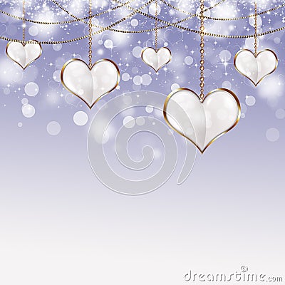 Valentine Golden Hearts Stock Photo