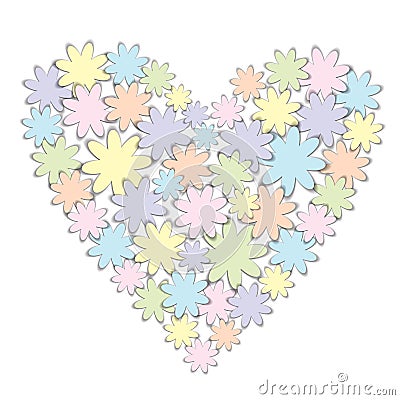 Valentine heart of flowers Cartoon Illustration