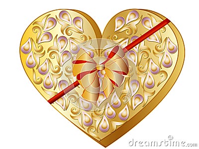 Valentine Heart Gift Box Vector Illustration