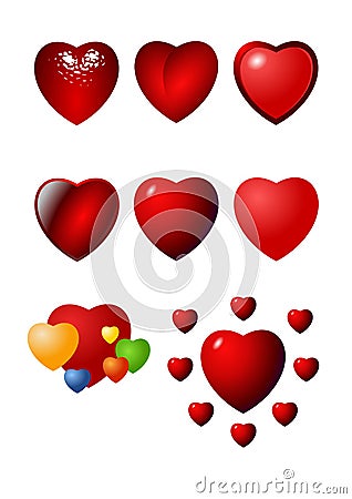 Valentine heart icon set Vector Illustration