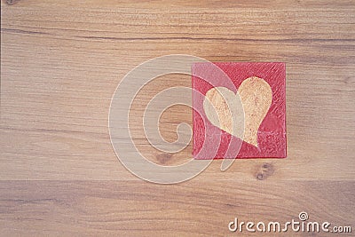Valentine heart for love on wooden floor Stock Photo