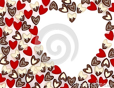 Valentine heart made of many small pink velvet hearts Stock Photo