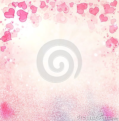 Valentine Hearts Abstract Pink Background. Stock Photo