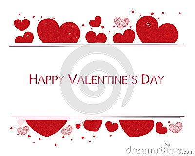 Valentine hearts and Happy Valentines Day text. Valentines Day wallpaper Stock Photo