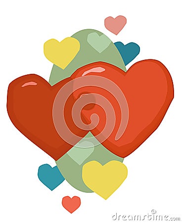 Valentine Hearts Linked Vector Illustration