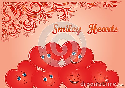 Valentine Holiday Hearts Faces Vector Illustration