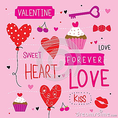 Valentine I Love You Sweetheart Cute Cartoon Vector Vector Illustration