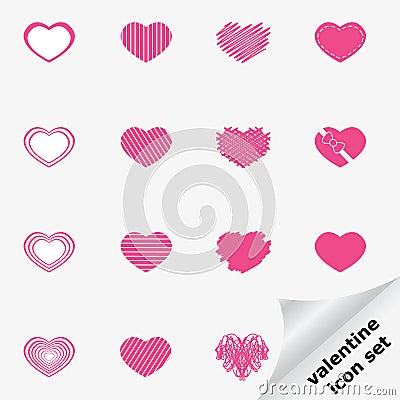Valentine icon set with heart Vector Illustration