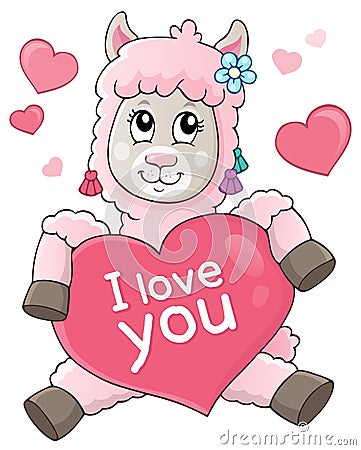 Valentine llama theme image 2 Vector Illustration