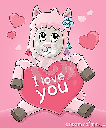 Valentine llama theme image 3 Vector Illustration