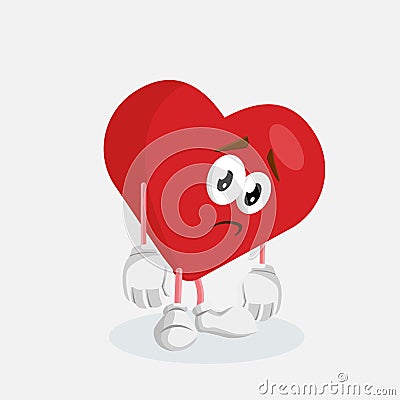 Valentine Logo mascot sad pose Vector Illustration