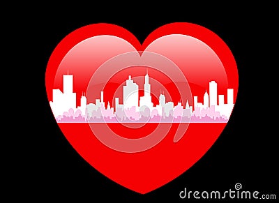 Valentine Love City - Vector Vector Illustration