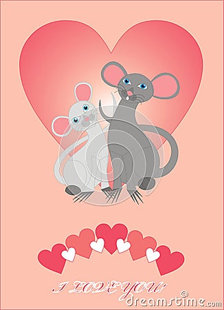 Valentine mice Cartoon Illustration
