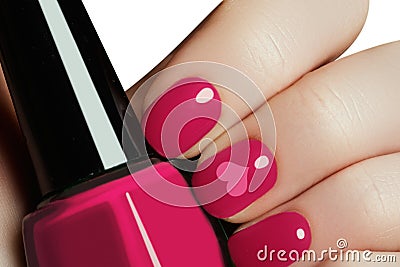 Valentine nail art manicure. Valentines day holiday style bright Stock Photo