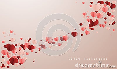 Valentine paper confetti hearts background Stock Photo