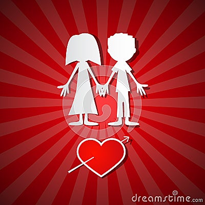 Valentine Paper Red background Vector Illustration