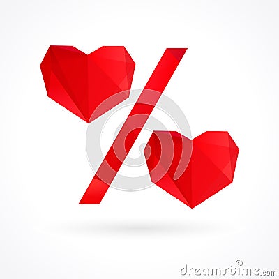 Valentine percent heart sale sign Vector Illustration