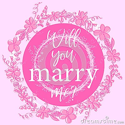 Valentine pink background with star lights and the inscription You will marry me Stock Photo