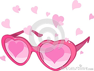 Valentine pink glasses Vector Illustration