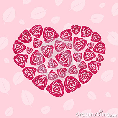 Valentine rose heart card Vector Illustration